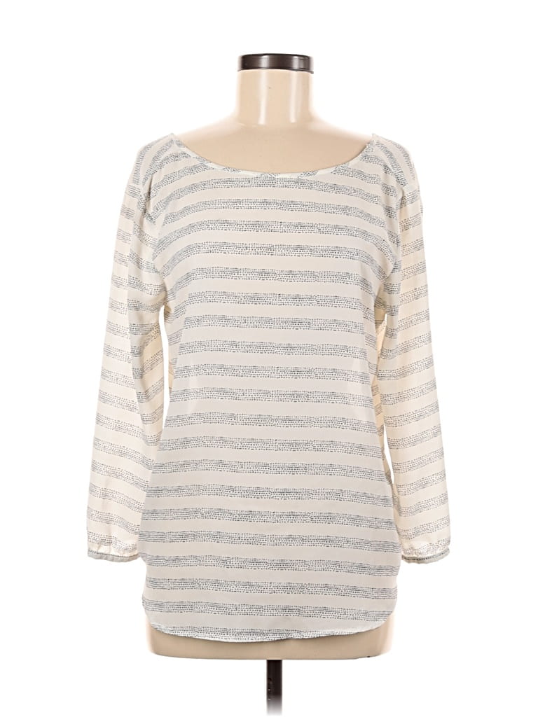 Pre-owned Cupcakes And Cashmere Long Sleeve Top Gray Boatneck Tops