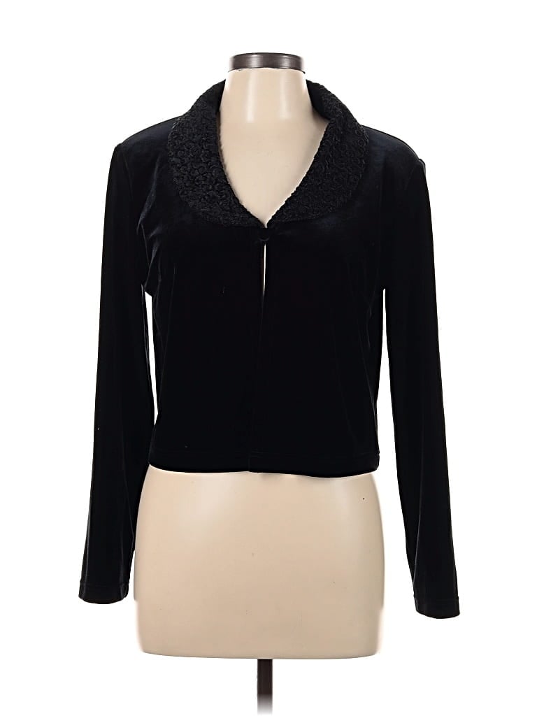 Pre-owned Robbie Bee Long Sleeve Top Black Open Neckline Tops