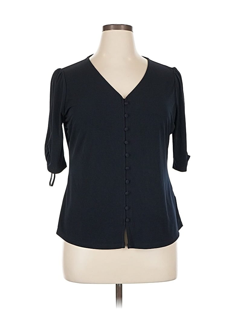 Pre-owned Calvin Klein 3/4 Sleeve Blouse In Black