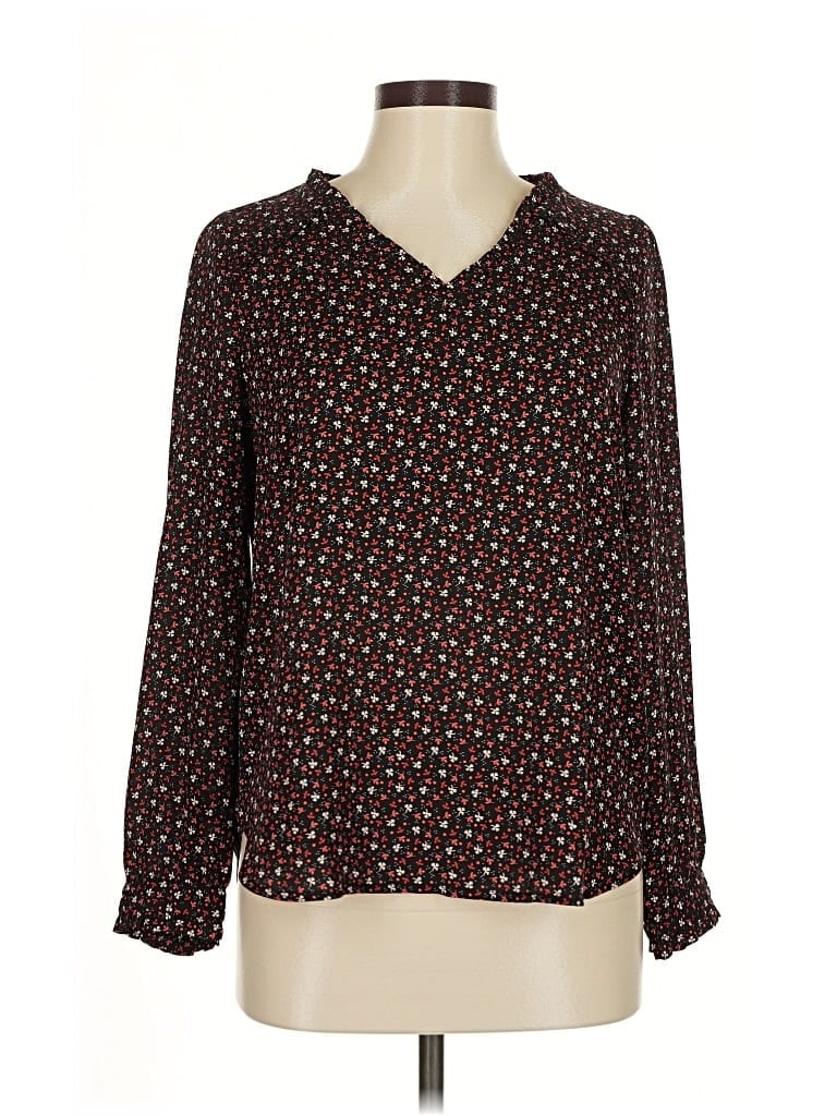 Ann Taylor Loft Long Sleeve Blouse In Black