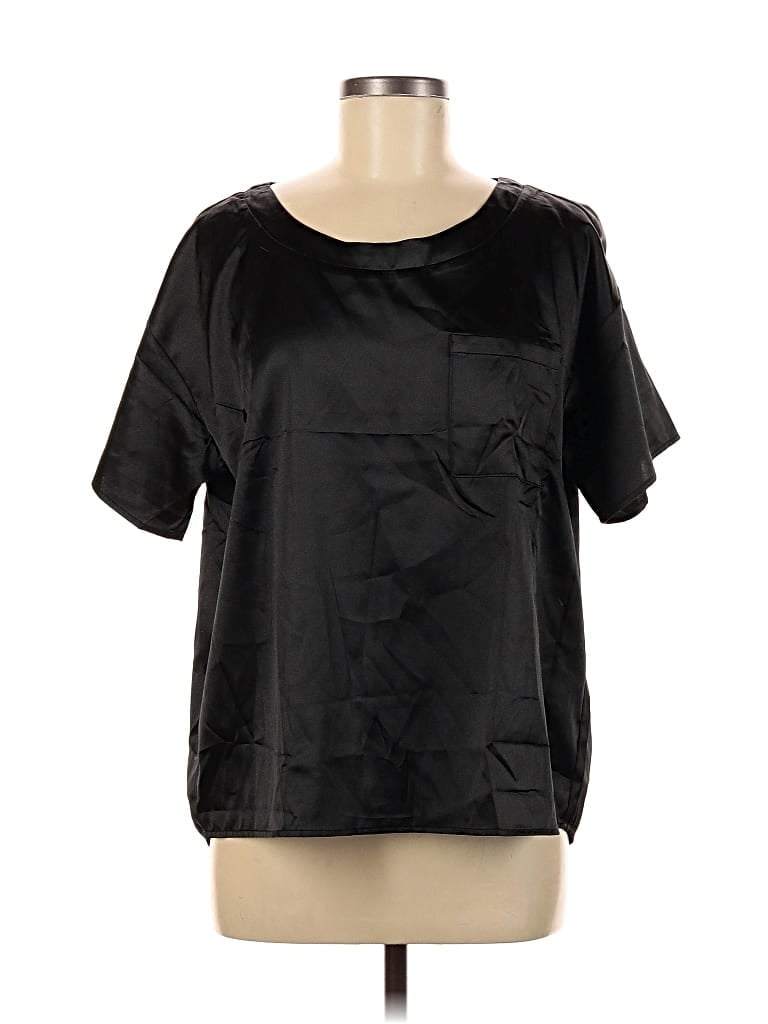 Pre-owned Ekouaer Short Sleeve Blouse In Black