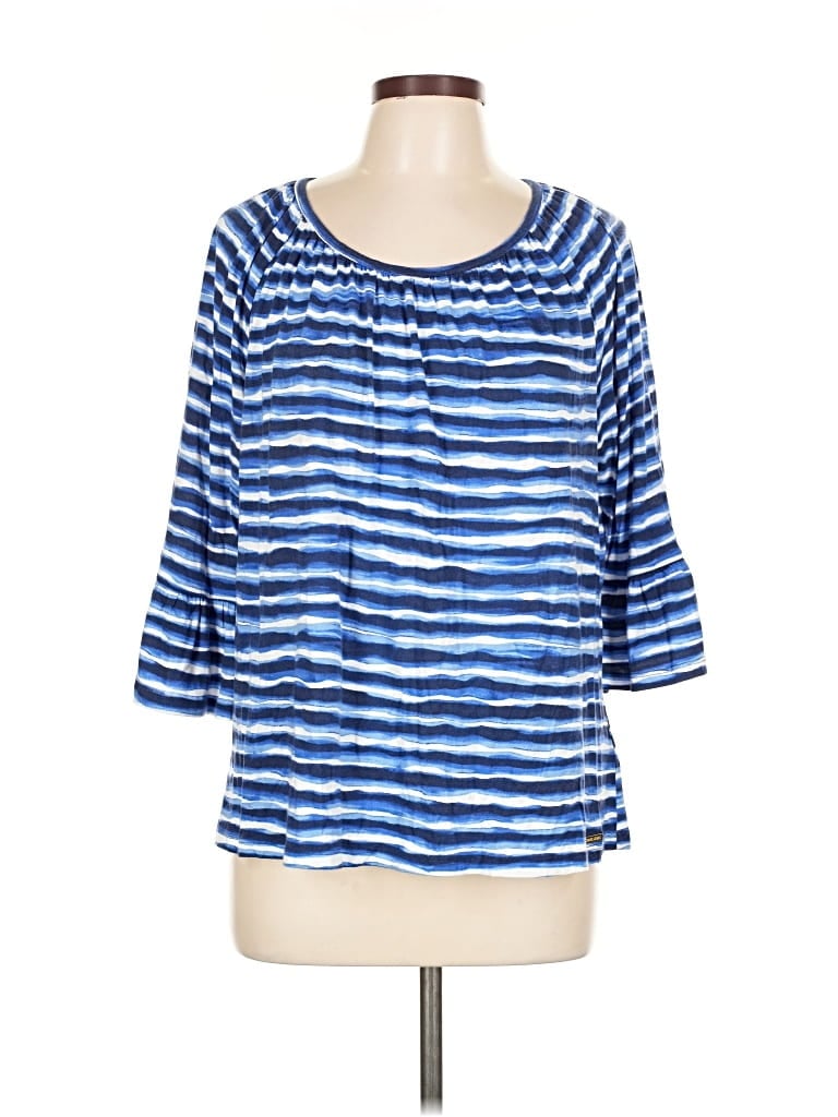 Pre-owned Michael Michael Kors 3/4 Sleeve Top Blue Boatneck Tops