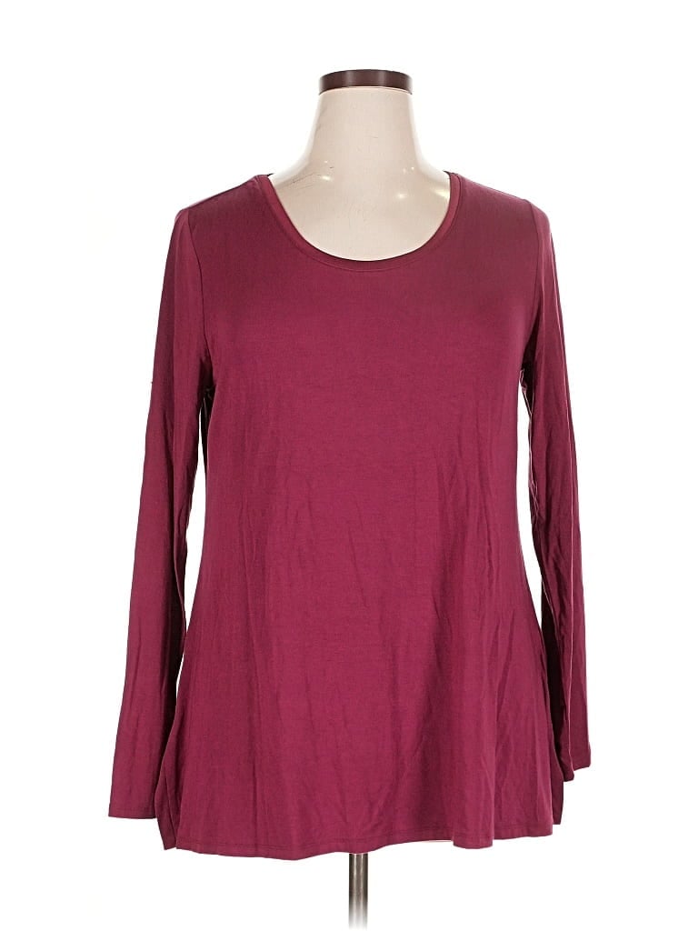 Pre-owned Halston 3/4 Sleeve T-shirt In Burgundy