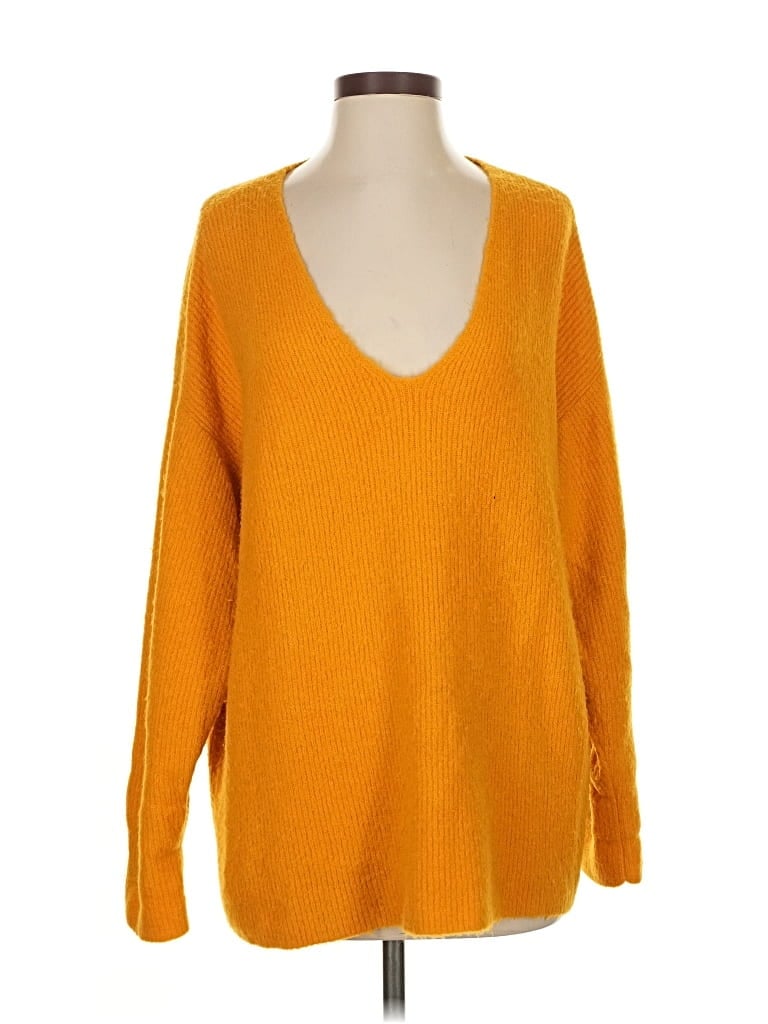 Pre-owned Something Navy Pullover Sweater In Orange