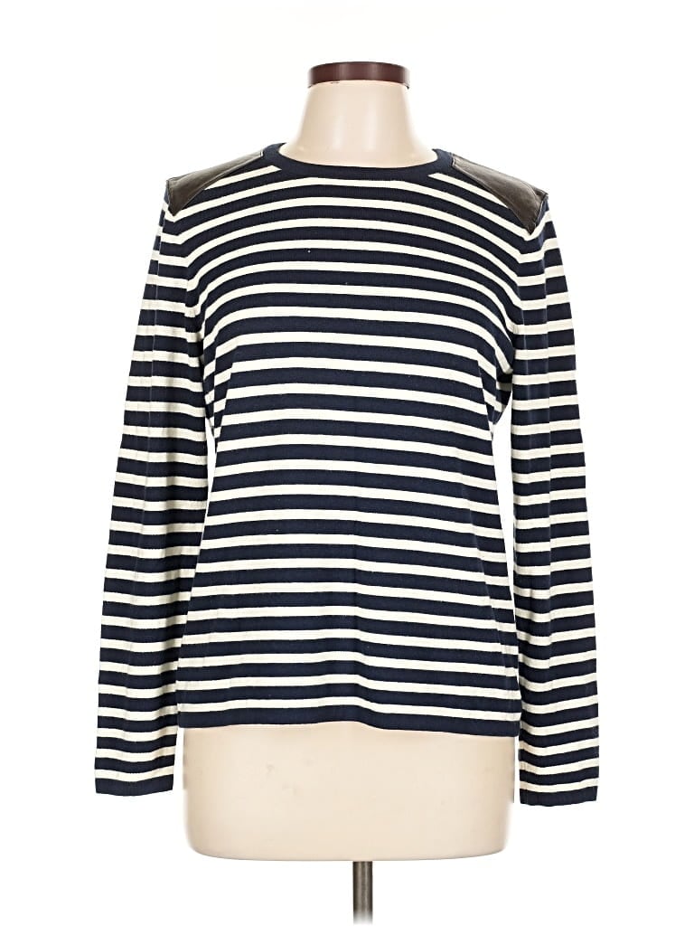 Pre-owned J. Mclaughlin Long Sleeve Top Blue Boatneck Tops