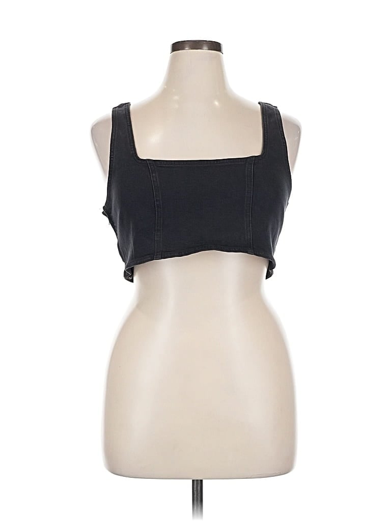 Pre-owned Good American Sleeveless Top Black Square Neckline Tops