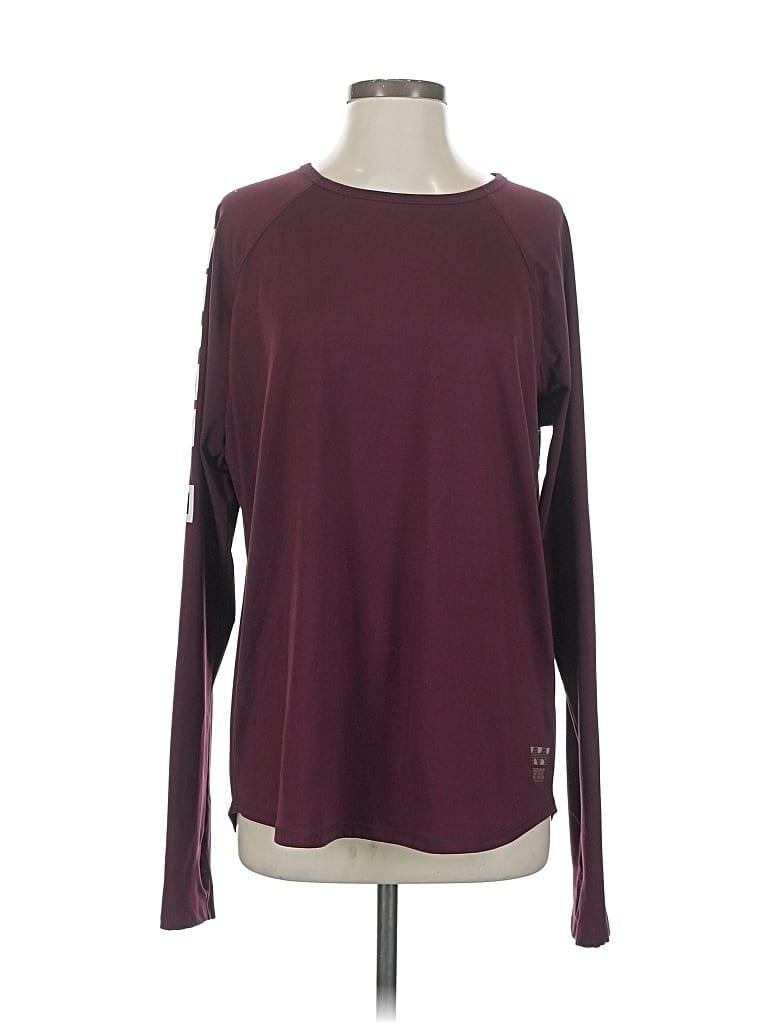 Pre-owned Victoria's Secret Pink Long Sleeve T-shirt In Burgundy