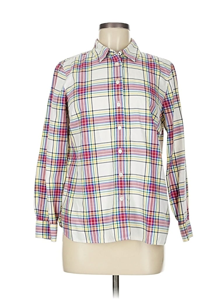 Pre-owned Talbots Long Sleeve Button Down Shirt In White