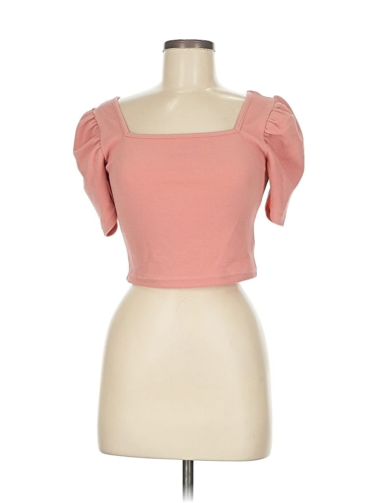 Pre-owned Shein Short Sleeve Top Pink Sweetheart Neckline Tops