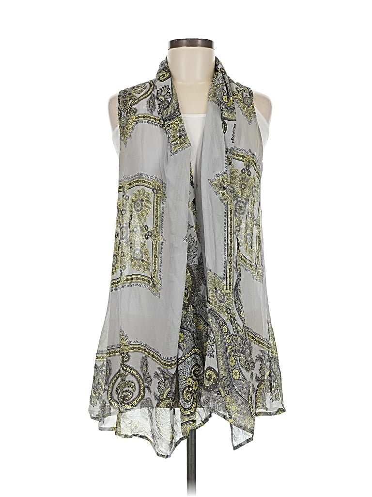 Pre-owned Inc International Concepts Sleeveless Silk Top Gray Halter Neckline Tops