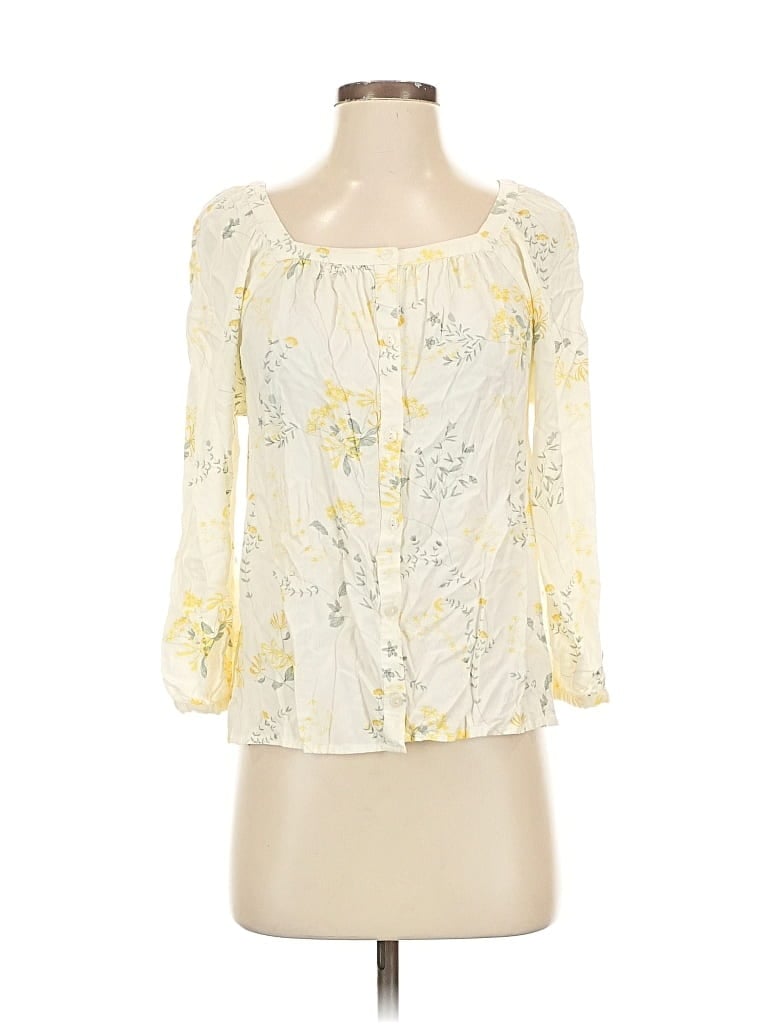 Pre-owned Lucky Brand 3/4 Sleeve Blouse In Yellow