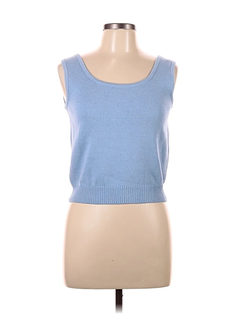 Pre-owned St John Sleeveless Top Blue Scoop Neck Tops