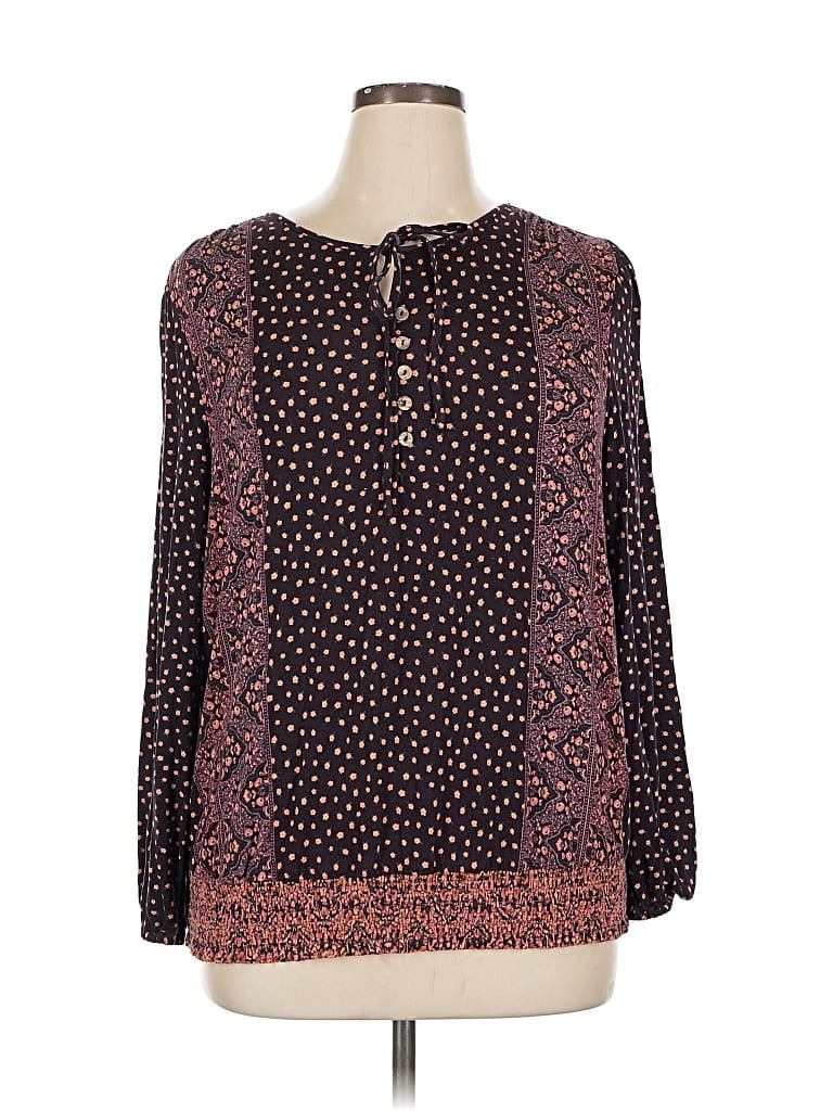 Pre-owned Daniel Rainn Long Sleeve Blouse In Burgundy