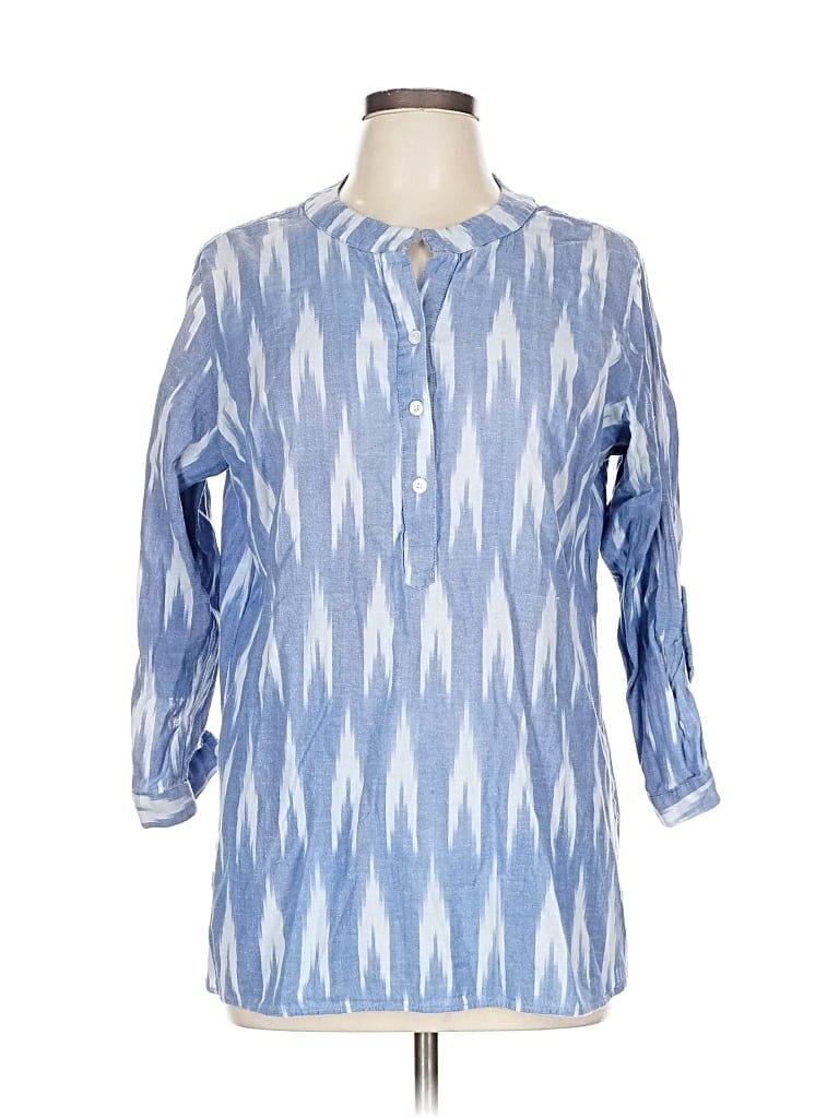 Pre-owned Madison 3/4 Sleeve Button Down Shirt In Blue
