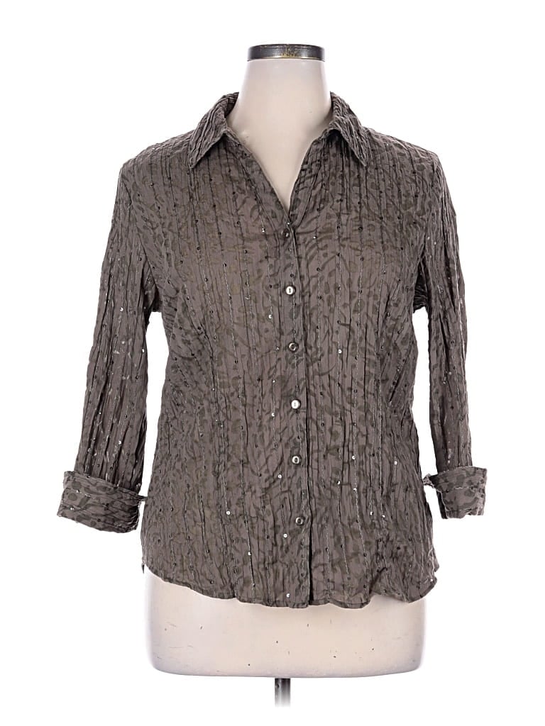 Pre-owned Jm Collection 3/4 Sleeve Blouse In Gray