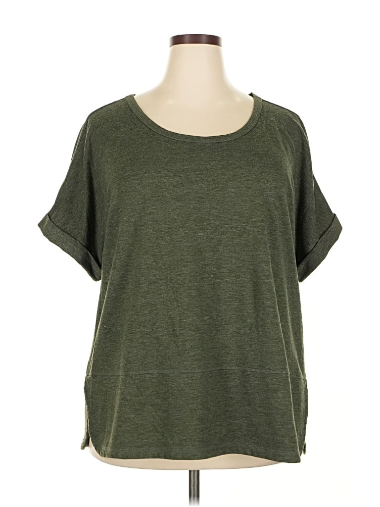 Pre-owned Catherine Catherine Malandrino Short Sleeve Top Green Scoop Neck Tops