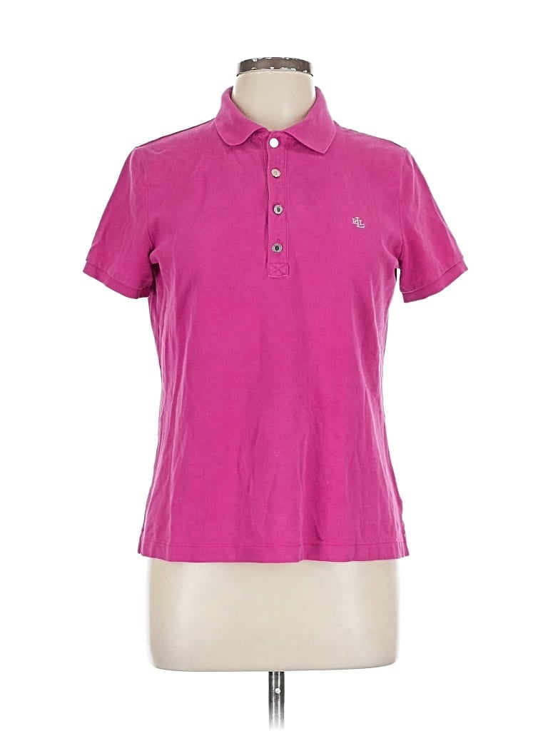 Pre-owned Polo Ralph Lauren Short Sleeve Top Pink Collared Neckline Tops
