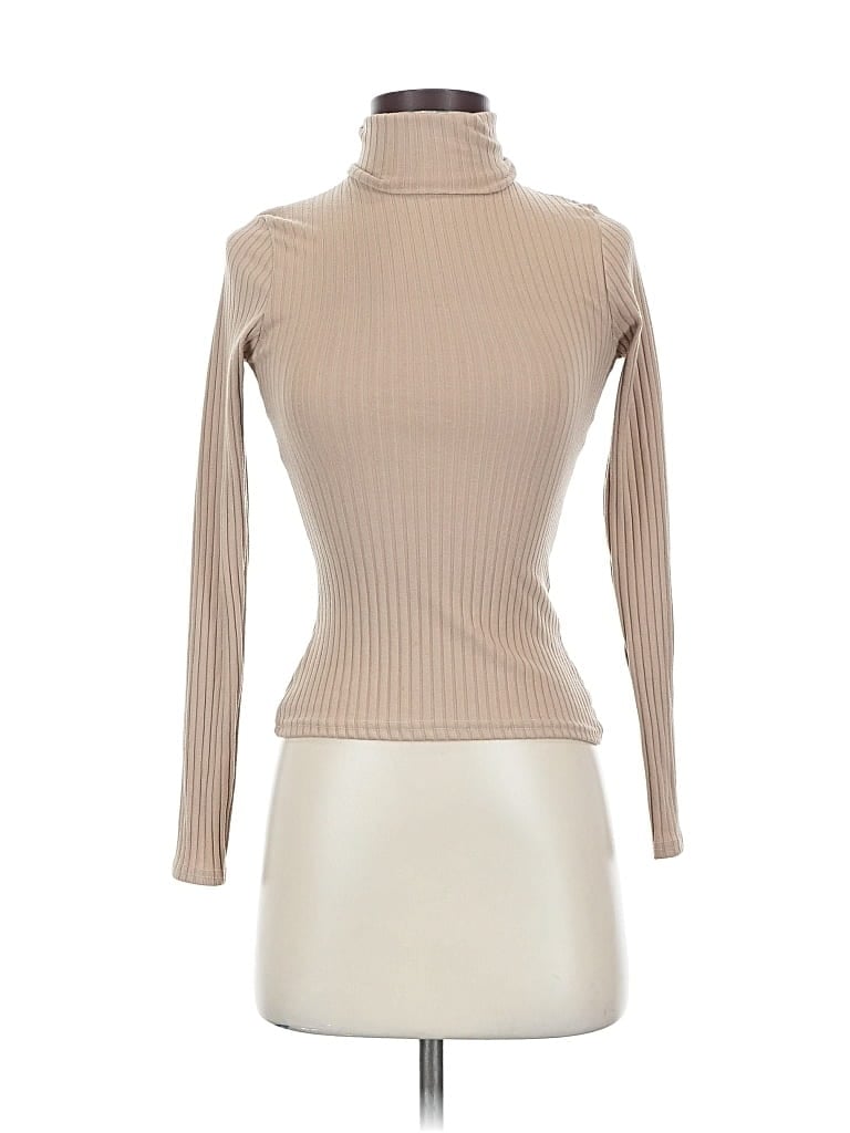 Pre-owned Nasty Gal Inc. Long Sleeve Turtleneck In Brown