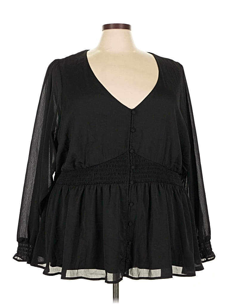 Pre-owned Torrid Long Sleeve Blouse In Black