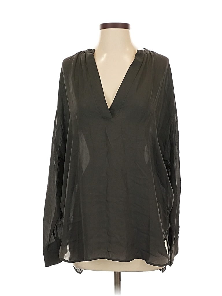 Pre-owned Vince Long Sleeve Blouse In Black