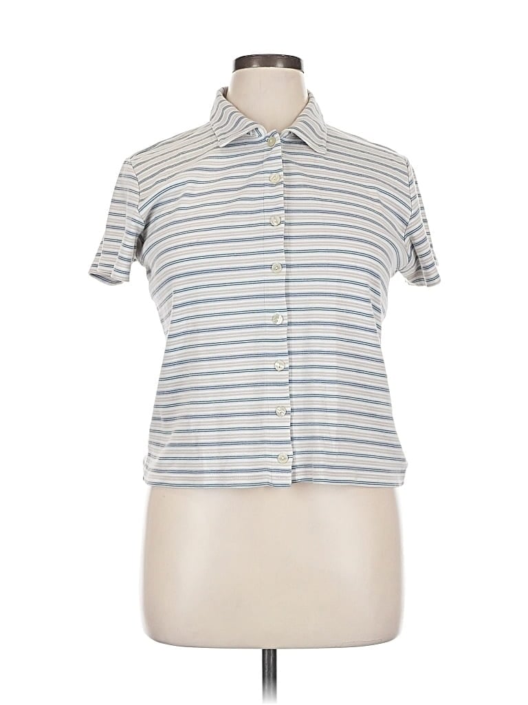 Pre-owned Lizwear By Liz Claiborne Short Sleeve Button Down Shirt In Gray