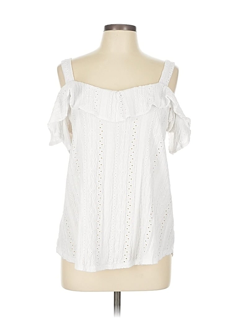 Pre-owned Cable & Gauge Sleeveless Blouse In White
