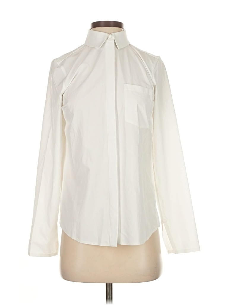 Pre-owned Athleta Long Sleeve Blouse In White