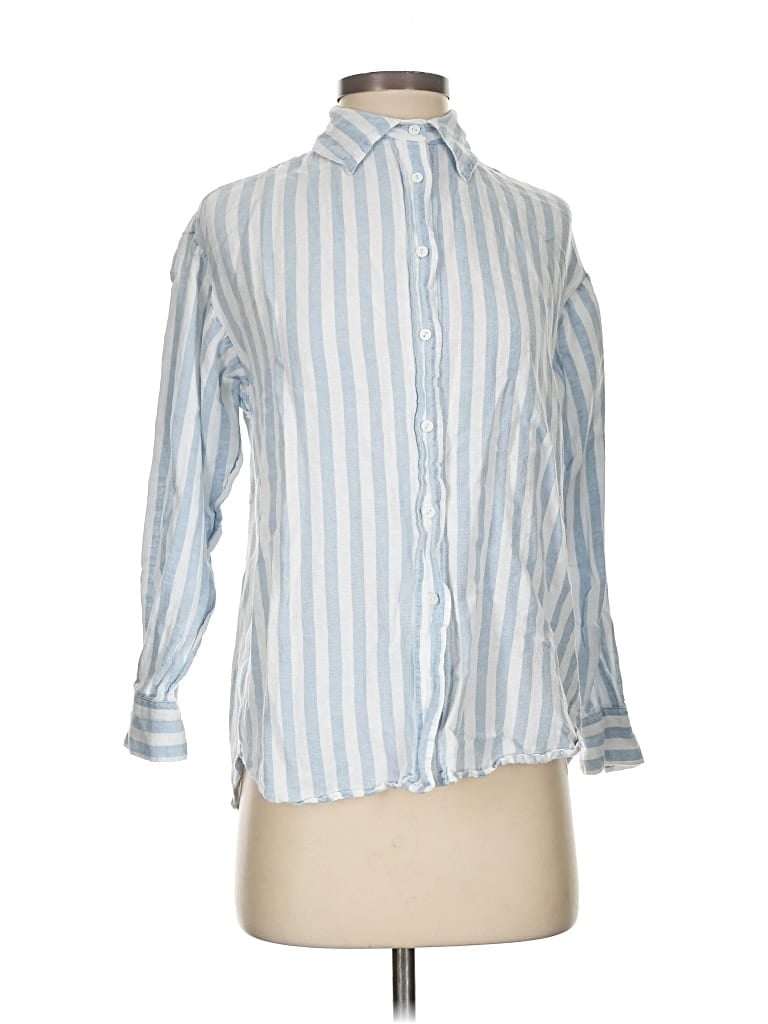 Pre-owned Stradivarius Long Sleeve Button Down Shirt In Blue