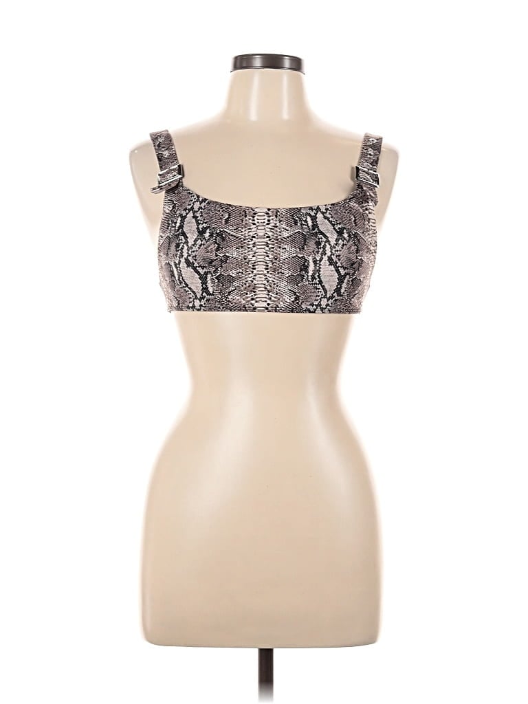 Pre-owned Frankies Bikinis Tank Top Tan Strapless Neckline Tops In Brown