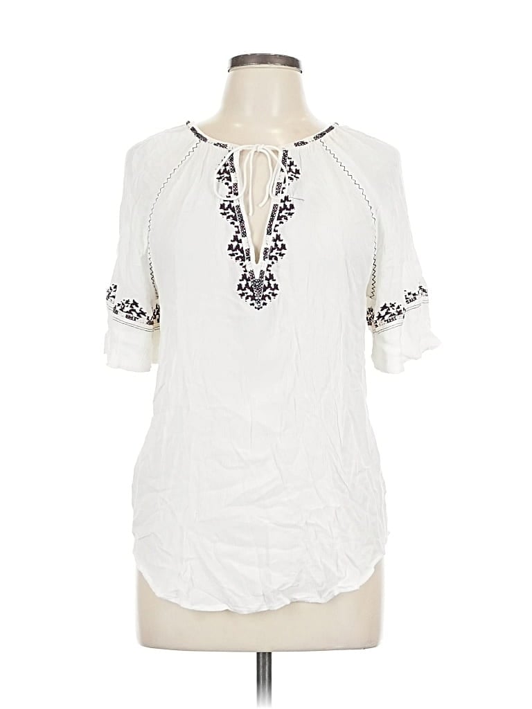 Pre-owned Paige Short Sleeve Blouse In White