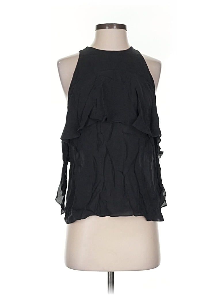 Pre-owned Ramy Brook Sleeveless Silk Top Black Halter Neckline Tops