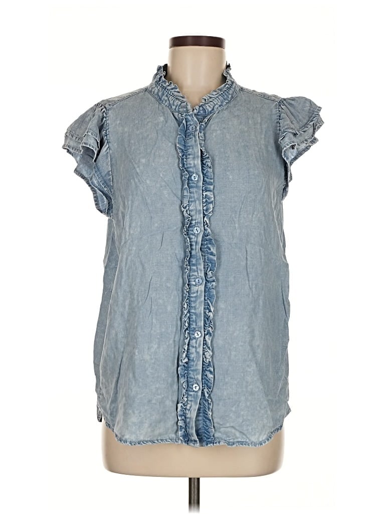 Pre-owned Jane And Delancey Short Sleeve Blouse In Blue
