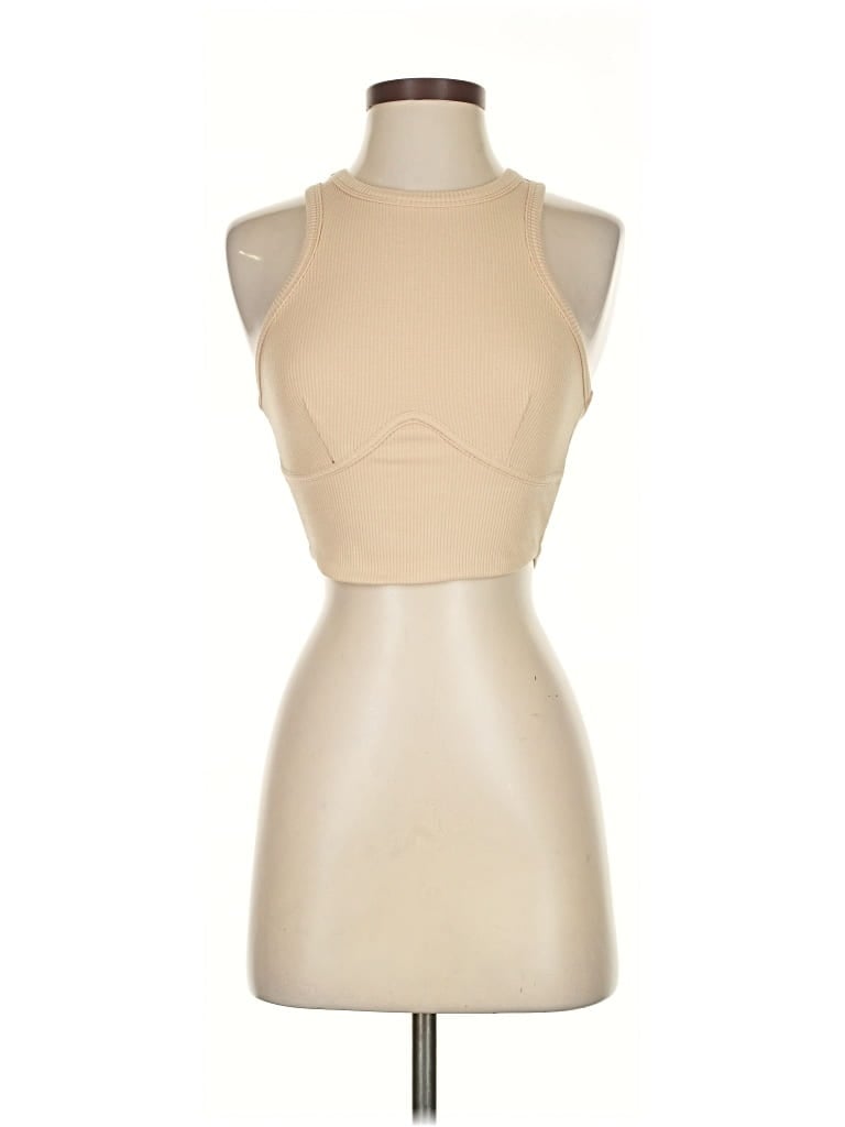 Pre-owned Princess Polly Tank Top Tan Halter Neckline Tops In Brown