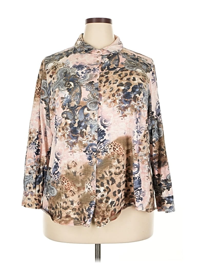 Pre-owned Soft Surroundings 3/4 Sleeve Blouse In Brown