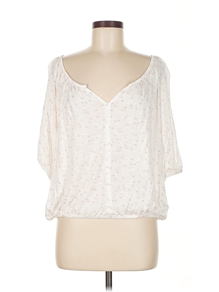 Pre-owned Lucky Brand 3/4 Sleeve Blouse In White