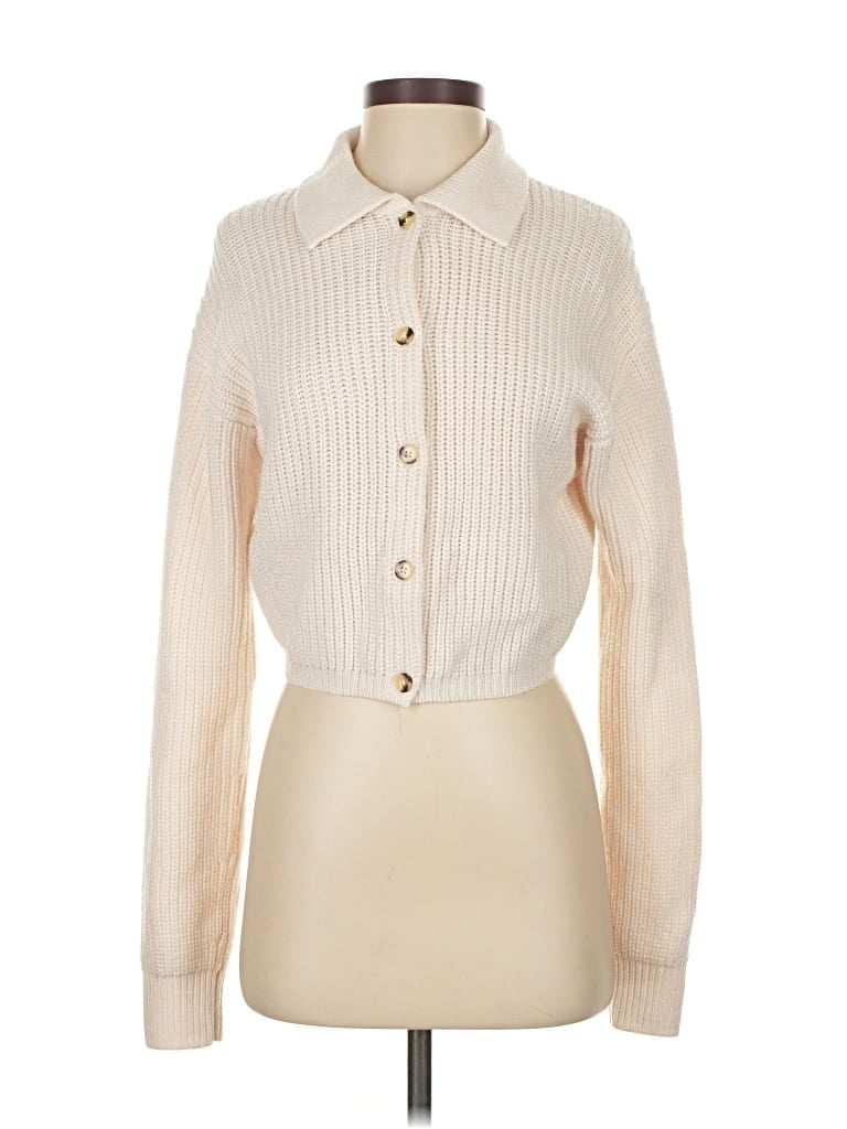 Pre-owned Wilfred Wool Cardigan Sweater In White