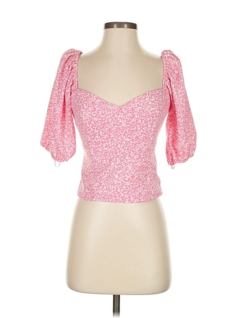 Pre-owned Abercrombie & Fitch Short Sleeve Top Pink Sweetheart Neckline Tops