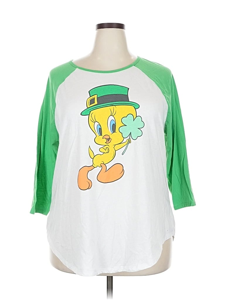 Pre-owned Looney Tunes 3/4 Sleeve T-shirt In Green