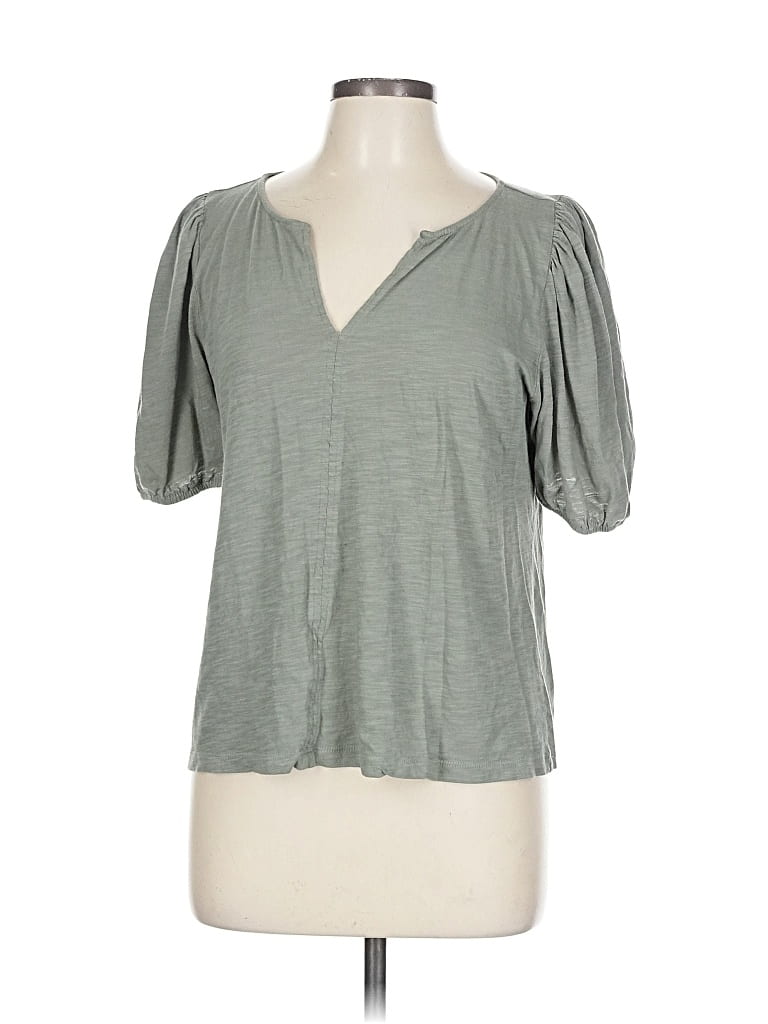 Pre-owned Ann Taylor Loft Outlet Short Sleeve Top Green V Neck Tops