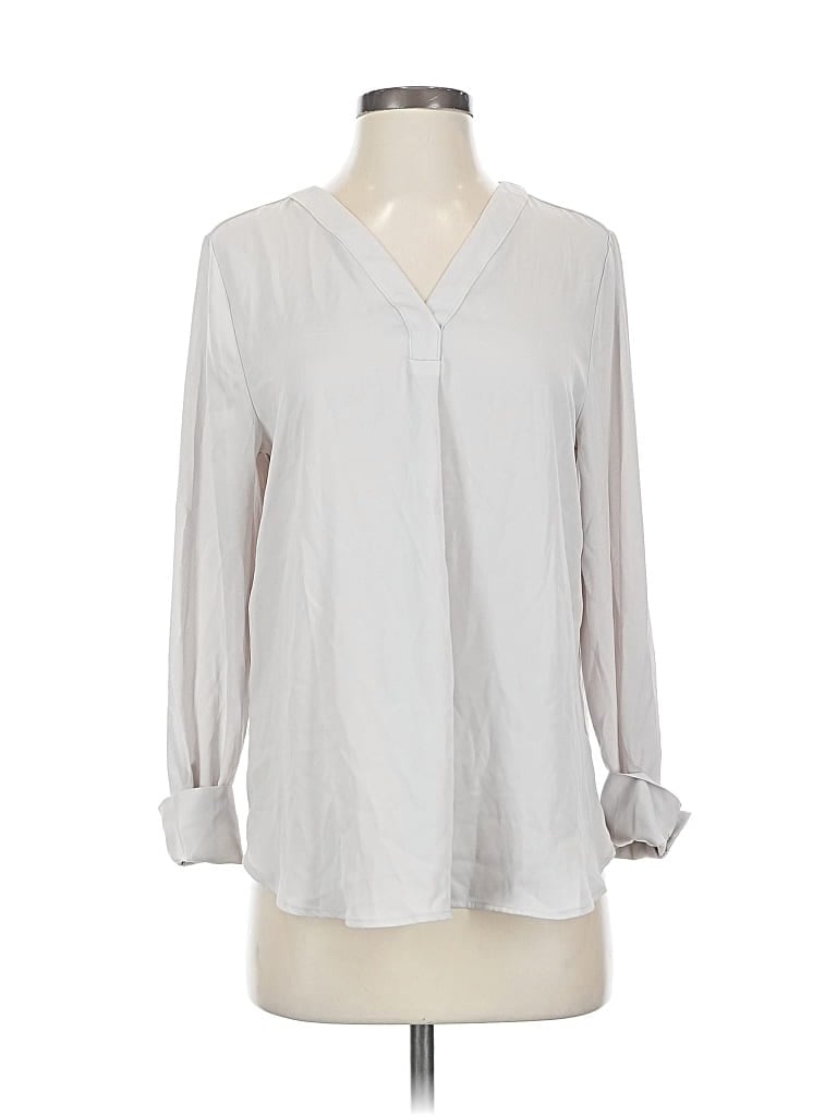 Pre-owned Ann Taylor Long Sleeve Blouse In Gray