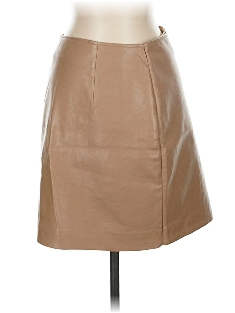 Pre-owned Babaton Faux Leather Skirt In Brown