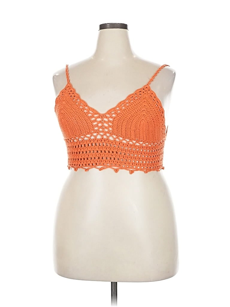 Pre-owned Shein Curve Sleeveless Top Orange Sweetheart Neckline Tops