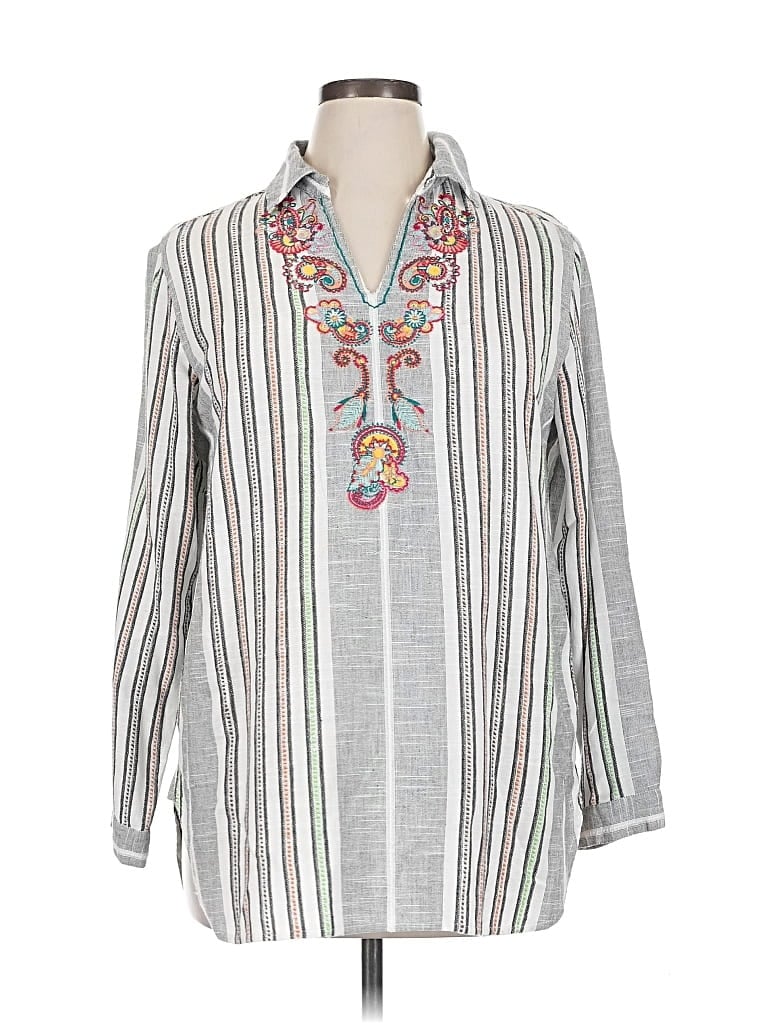 Pre-owned Soft Surroundings Long Sleeve Blouse In Gray