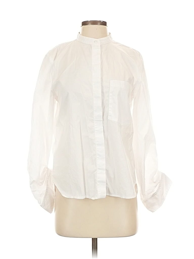 Pre-owned Mng Long Sleeve Blouse In White