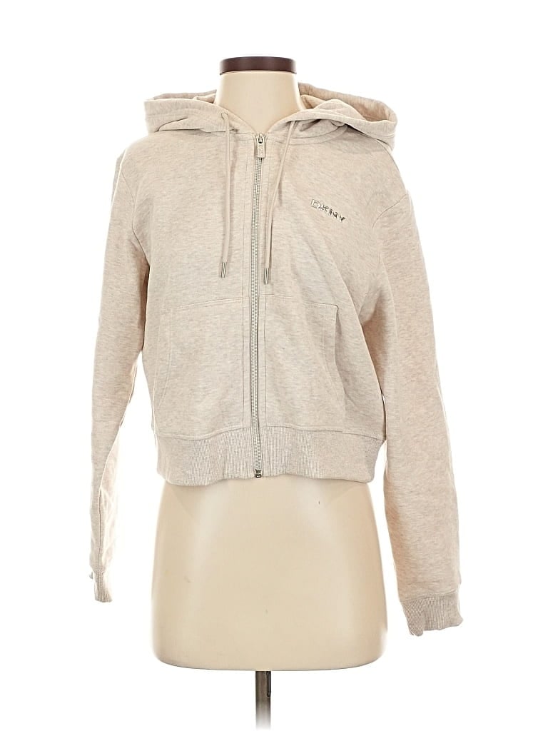 Pre-owned Dkny Sport Zip Up Hoodie In Brown