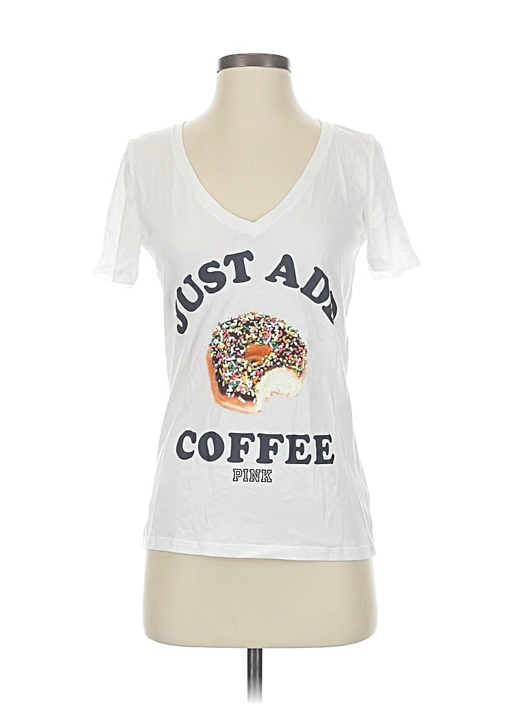 Pre-owned Victoria's Secret Pink Short Sleeve T-shirt In White