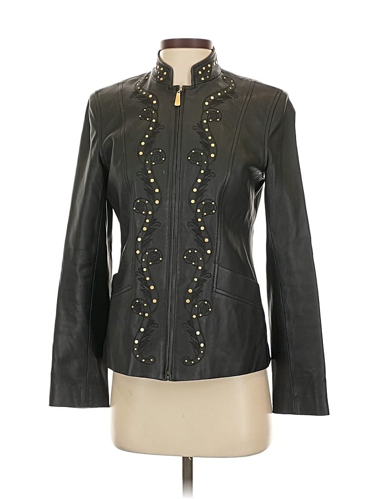 Pre-owned St John Leather Jacket In Black