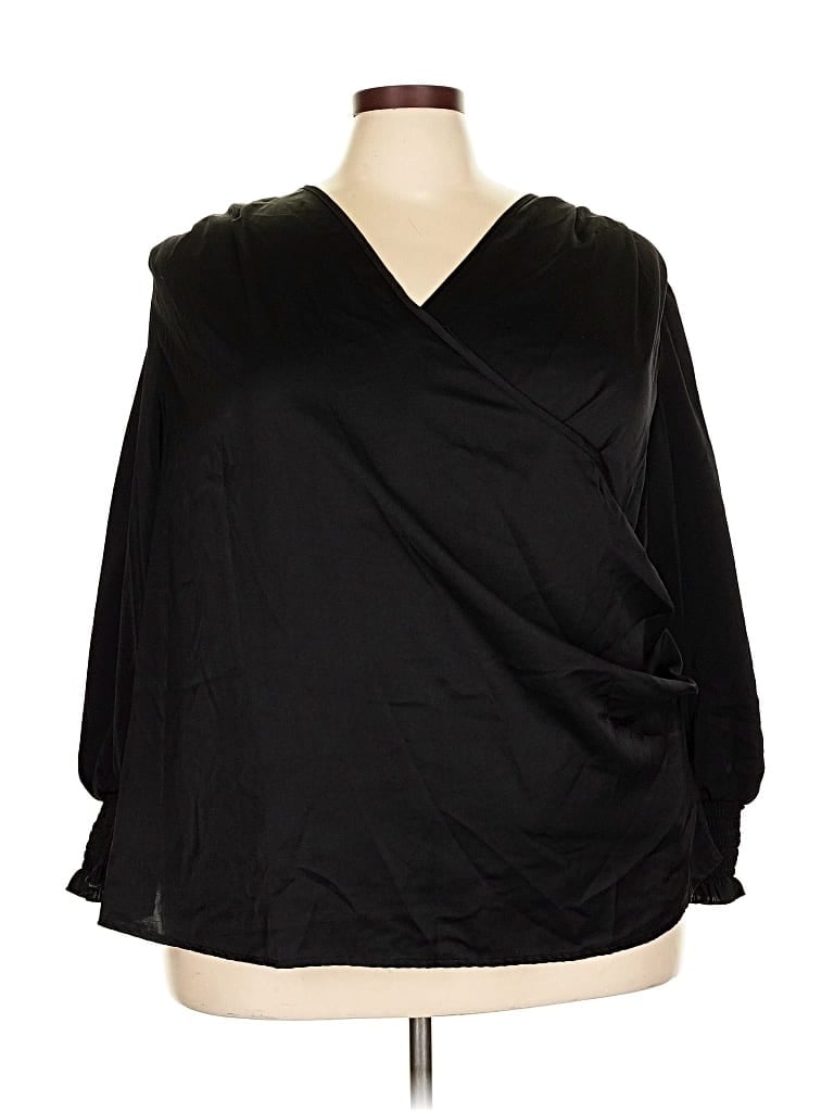Pre-owned Shein Curve 3/4 Sleeve Blouse In Black