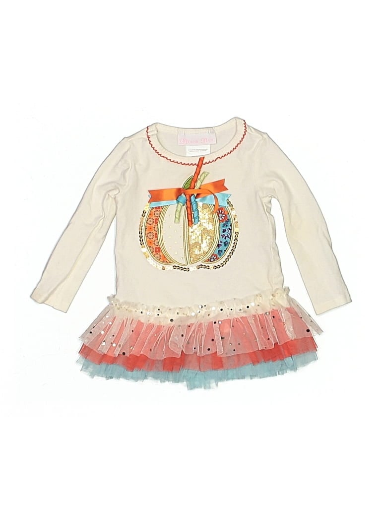 Pre-owned Bonnie Baby Babies' Long Sleeve Top Ivory Keyhole Neckline Tops In White