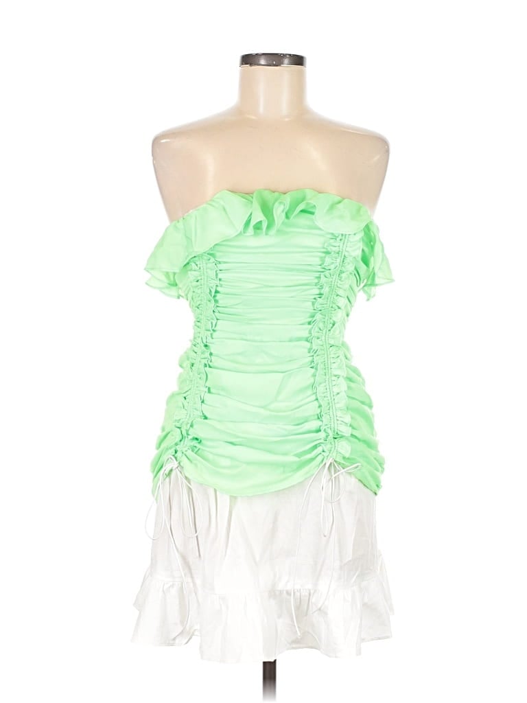 Pre-owned Wild Honey Sleeveless Top Green Strapless Neckline Tops